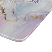 モノグラムパープルブルー金ゴールド水彩洗剤 カッティングボード (角)