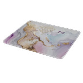 モノグラムパープルブルー金ゴールド水彩洗剤 カッティングボード (角)