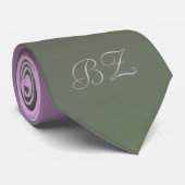 モノグラムパープルプラムグリーン色グラデーションあせ ネクタイ (ロール)