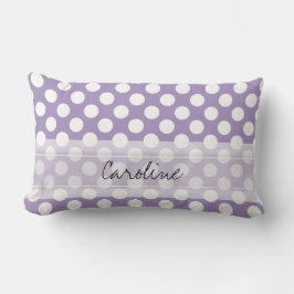 モノグラムパープルホワイトトレンディーおもしろい水玉模様パターン ランバークッション
