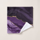 モノグラムパープルマーブルアゲート金ゴールドグリッター バスタオルセット (ウォッシュタオル)
