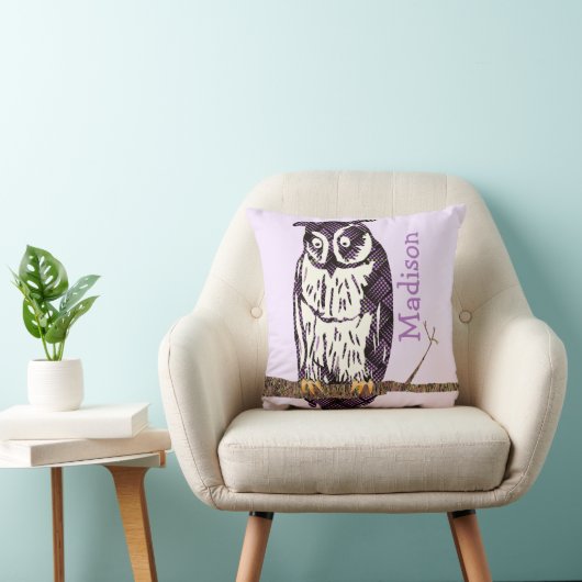 モノグラムパープルライムベビーガールヴィンテージフクロウ クッション (椅子)
