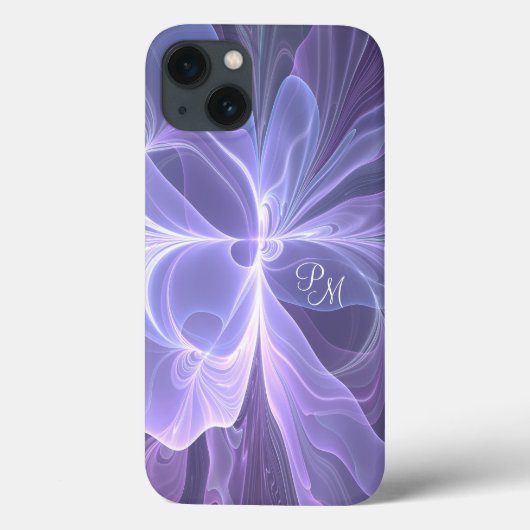 モノグラムパープル抽象芸術モダンフラクタルイニシャル Case-Mate iPhoneケース (裏面)