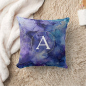 モノグラムパープル水彩枕 クッション (ブランケット)