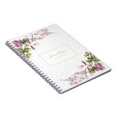 モノグラムパープル薄紫ピンクブーケヴィンテージかわいい ノートブック (右側)