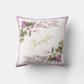 モノグラムパープル薄紫ピンクブーケヴィンテージシック クッション (裏面)