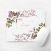 モノグラムパープル薄紫ピンクブーケヴィンテージシック マウスパッド (マウス)