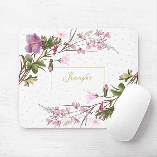 モノグラムパープル薄紫ピンクブーケヴィンテージシック マウスパッド (マウス)