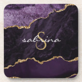 モノグラムパープル金ゴールドアゲイト コースター (正面)
