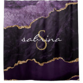 モノグラムパープル金ゴールドアゲイト シャワーカーテン (正面)