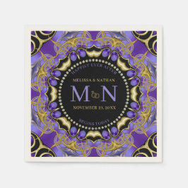 モノグラムパープル金ゴールドダイヤモンドレユニークース結婚 スタンダードカクテルナプキン
