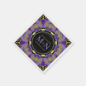 モノグラムパープル金ゴールドダイヤモンドレユニークース結婚 スタンダードカクテルナプキン (角)