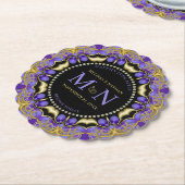 モノグラムパープル金ゴールドダイヤモンドレユニークース結婚 ペーパーコースター (アングル)