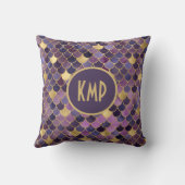 モノグラムパープル金ゴールドマーメイドはかりで測トレンディー クッション (裏面)