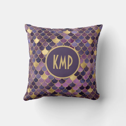 モノグラムパープル金ゴールドマーメイドはかりで測トレンディー クッション (裏面)