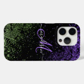 モノグラムパープル&グリーングリッター Case-Mate iPhoneケース (裏面 (横))