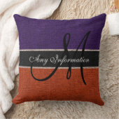 モノグラムパープル&ブラウンバーラップジュテ素朴ー クッション (ブランケット)