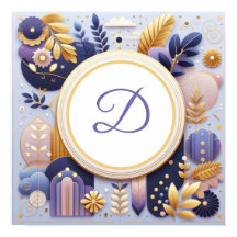 モノグラムパープル&金ゴールドウォールアート