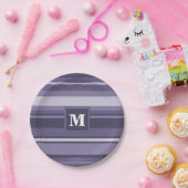 モノグラムヒザー紫ストライプ色 ペーパープレート (パーティー)