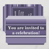 モノグラムヒザー紫ストライプ色 招待状 (正面/裏面)