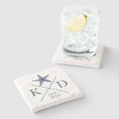 モノグラムヒトデ海軍の石コースター ストーンコースター (横)