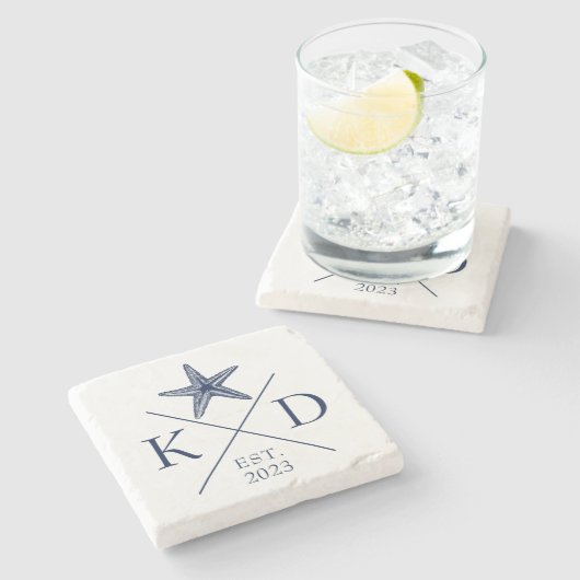 モノグラムヒトデ海軍の石コースター ストーンコースター (横)