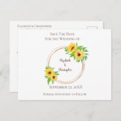 モノグラムヒマワリ葉ング素朴の結婚花 案内ポストカード (正面/裏面)