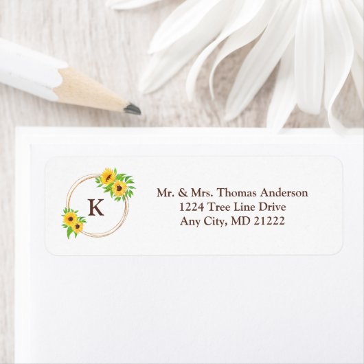 モノグラムヒマワリ金ゴールド枠葉緑素朴色 ラベル (インサイチュ)