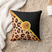 モノグラムヒョウ印刷2トーンゴールデンブラック クッション (ブランケット)