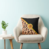 モノグラムヒョウ印刷2トーンゴールデンブラック クッション (椅子)