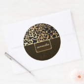 モノグラムヒョウ皮革パターン ラウンドシール (封筒)