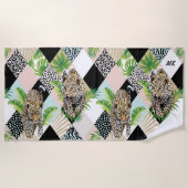 モノグラムヒョウ野生ジャングルシモダンックガーリーシック ビーチタオル (正面)