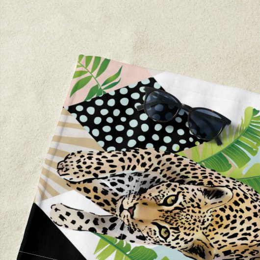 モノグラムヒョウ野生ジャングルシモダンックガーリーシック ビーチタオル (インサイチュ)