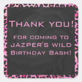 モノグラムヒョウ黒とホットピンクプリント スクエアシール (正面)