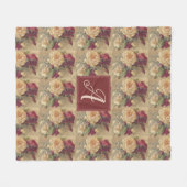 モノグラムビクトリアンヴィンテージバラフローラ フリースブランケット (正面(横))