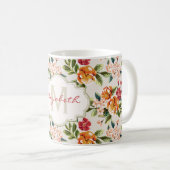 モノグラムビクトリアンヴィンテージ水色フローラ コーヒーマグカップ (正面右)