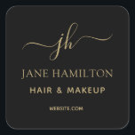 モノグラムビジネスロゴ正方形ステッカー スクエアシール<br><div class="desc">メイクエレガントアップアーティスト、美容師、美容師などに最適なビジネステッカーこのデザインをイニシャル、名前、タイトルでカスタマイズする。このカスタマイズデザインは、希望の「更に近い」リンクを選択してもしも行える。🎥🎥🎥パーソナライズの追加方法に注目！🎥 https://youtu.be/-MHCHXO8vA0</div>