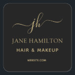 モノグラムビジネスロゴ正方形ステッカー スクエアシール<br><div class="desc">メイクエレガントアップアーティスト、美容師、美容師などに最適なビジネステッカーこのデザインをイニシャル、名前、タイトルでカスタマイズする。このカスタマイズデザインは、希望の「更に近い」リンクを選択してもしも行える。🎥🎥🎥パーソナライズの追加方法に注目！🎥 https://youtu.be/-MHCHXO8vA0</div>