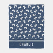 モノグラムビデオゲーマーパターン名前をカスタムする フリースブランケット (正面)