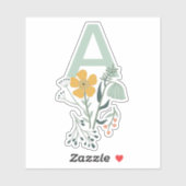 モノグラムビューティフルボタニカルフローラパーソナライズ シール (シート)