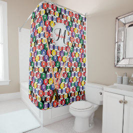 モノグラムビリヤードのプールボールデザイン シャワーカーテン