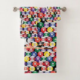 モノグラムビリヤードのプールボールデザイン バスタオルセット