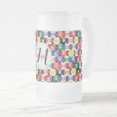 モノグラムビリヤードデザイン フロストグラスビールジョッキ (正面右)