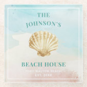 モノグラムビーチをテーマにしたガラスのコースター ガラスコースター (正面)