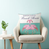 モノグラムビーチハウスティール（緑がかった色）フラミンゴスネイビーブルー クッション (椅子)