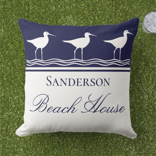 モノグラムビーチハウスネイビーブルーサンピパーズ アウトドアクッション (芝生)