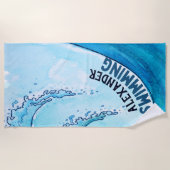 モノグラムビーチ波泳ぎチームスポーツ ビーチタオル (正面)