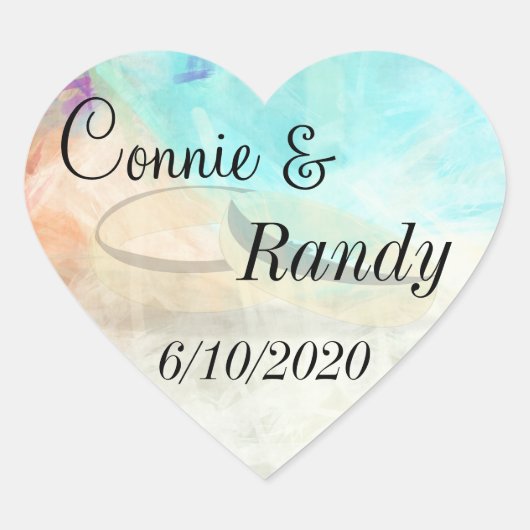 モノグラムビーチ結婚式ステッ結婚カーとリングや輪 ハートシール (正面)