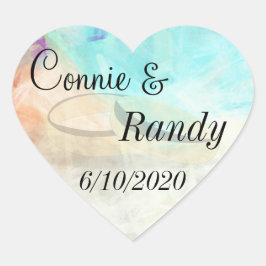 モノグラムビーチ結婚式ステッ結婚カーとリングや輪 ハートシール