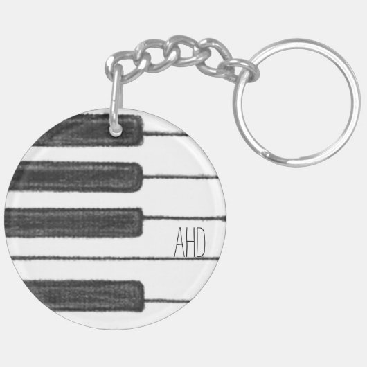 モノグラムピアノ鍵白黒キーチェーン キーホルダー (裏面右)